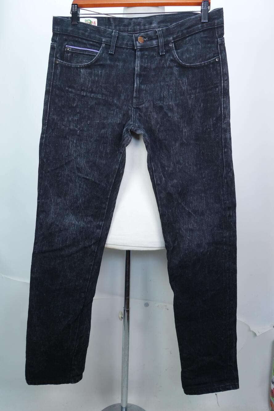 Naked & Famous Denim Super Guy Jeans Mens 34x34 Black Trunks Future Selvedge DBZ